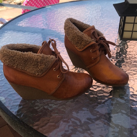 H&M Wedge Heeled Boots Shoes Brown - Picture 3 of 6